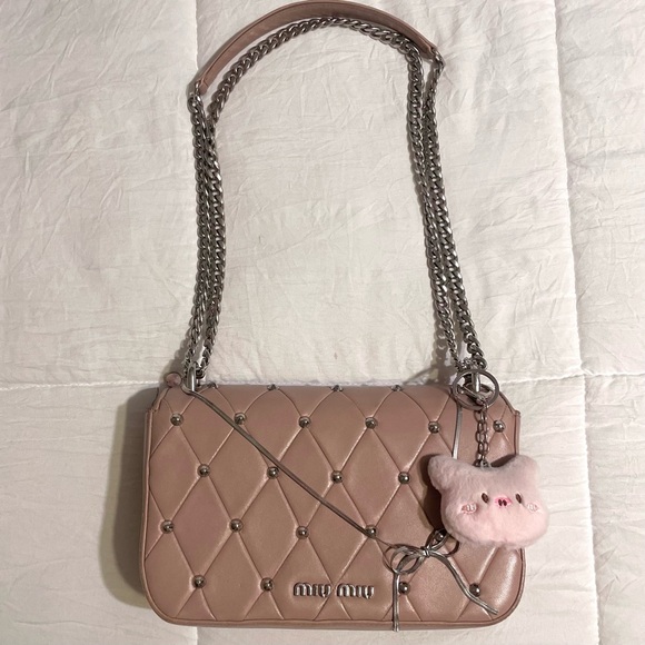 Miu Miu Calf-Skin Studded Chain Bag - Picture 3 of 5